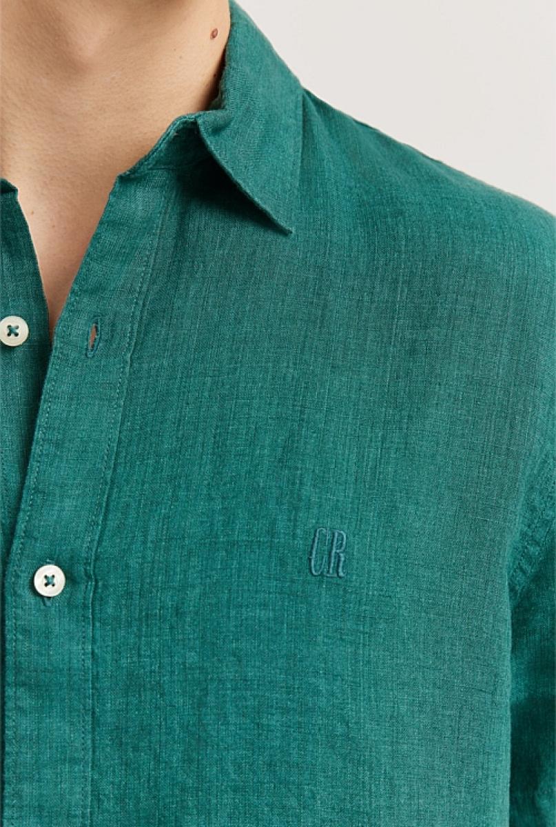 Ergonomic Casual Shirts Country Road Regular Fit Organically Grown Linen  Short Sleeve Shirt Myrtle Green Men - Noemi Castillo